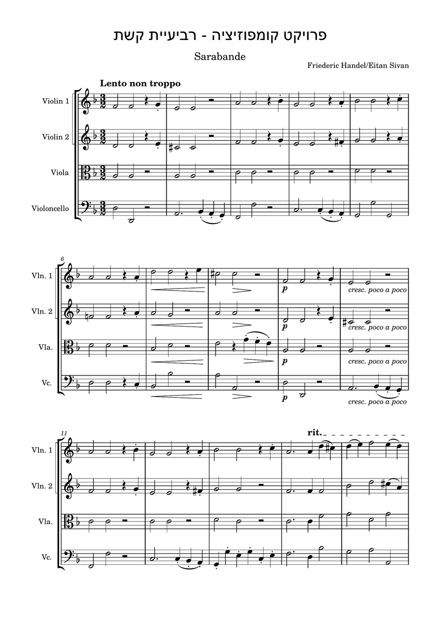 Sarabande And Variation Sarabande And Variation String Quartet scores gallery preview page 1
