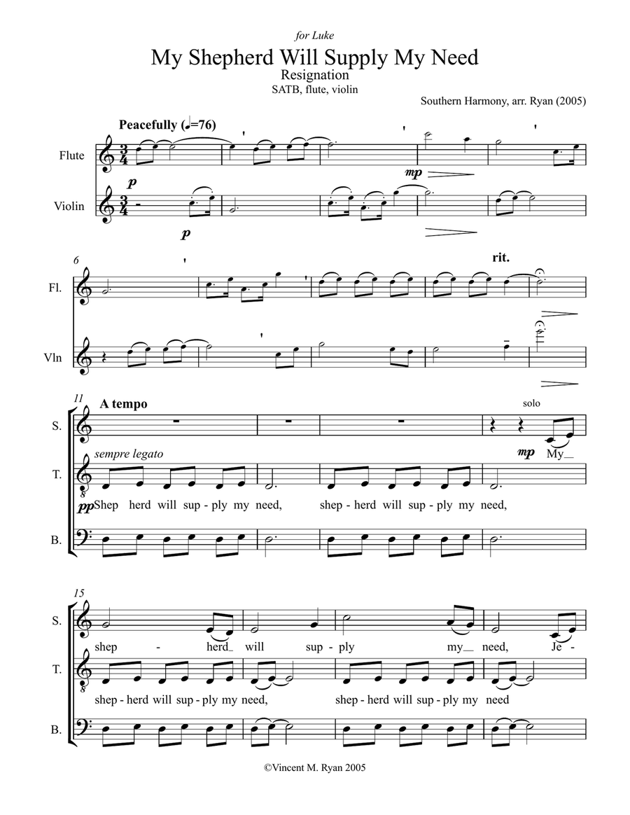 My Shepherd Will Supply My Need 4-Part scores gallery preview page 1