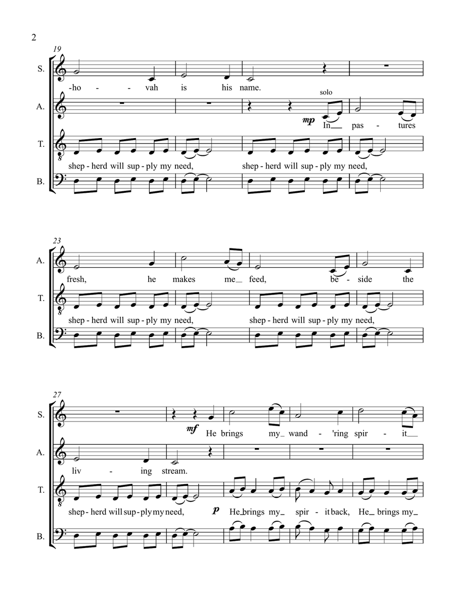 My Shepherd Will Supply My Need 4-Part scores gallery preview page 2