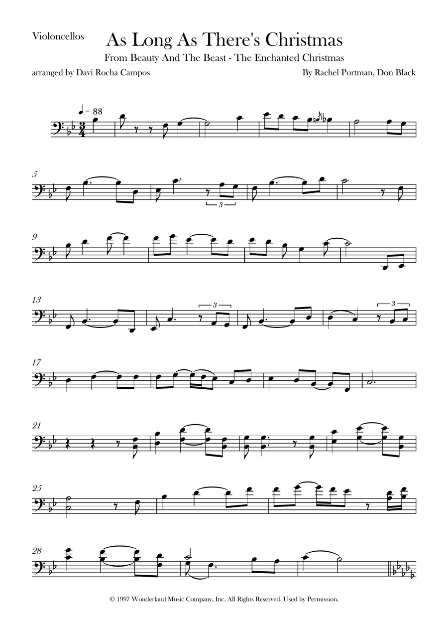 As Long As There's Christmas Cello Solo scores gallery preview page 1