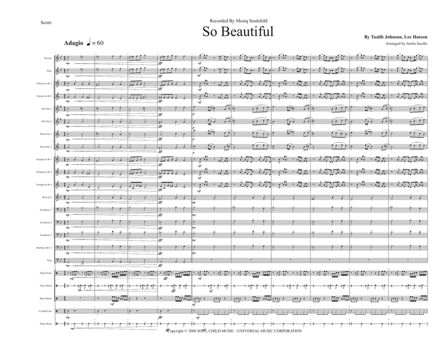 So Beautiful So Beautiful Marching Band scores gallery preview page 1