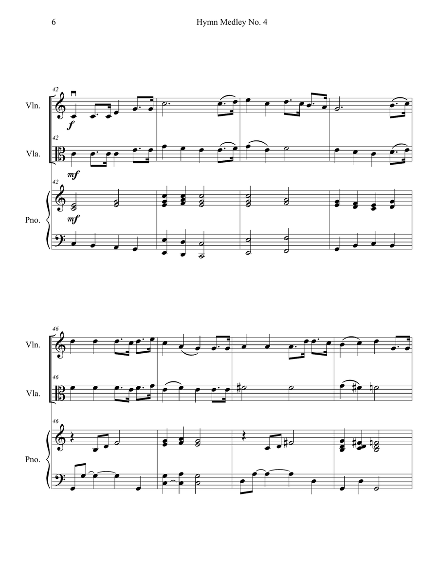 Hymn Medley No. 4 (Violin and Viola Duet with Piano Accompaniment) String Duet scores gallery preview page 6