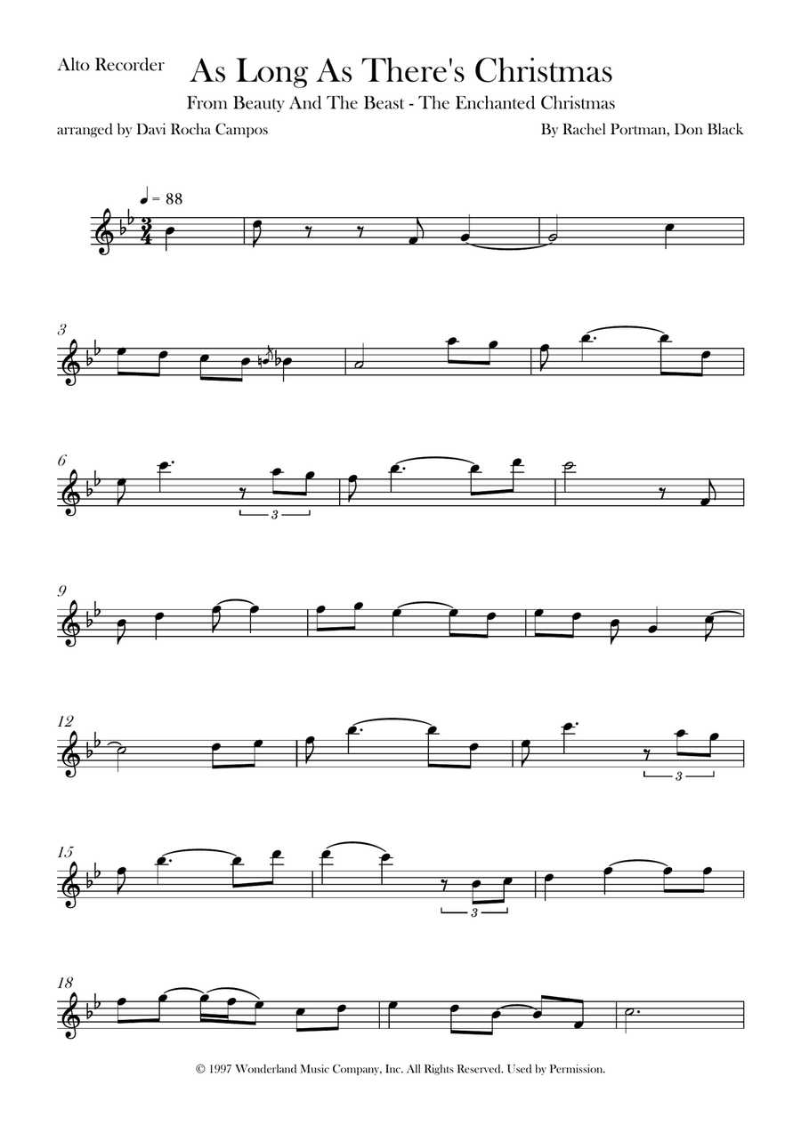 As Long As There's Christmas Alto Recorder scores gallery preview page 1