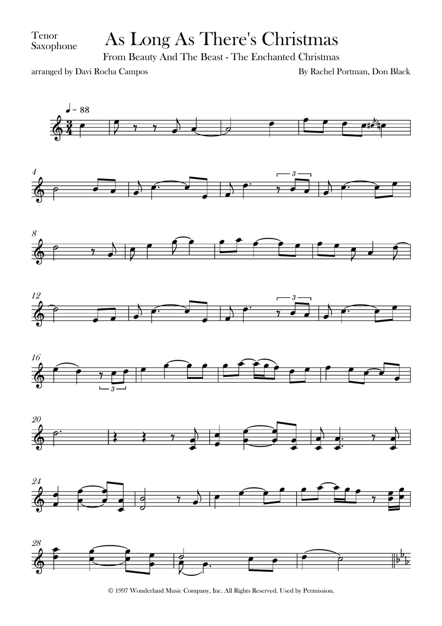 As Long As There's Christmas Tenor Saxophone scores gallery preview page 1