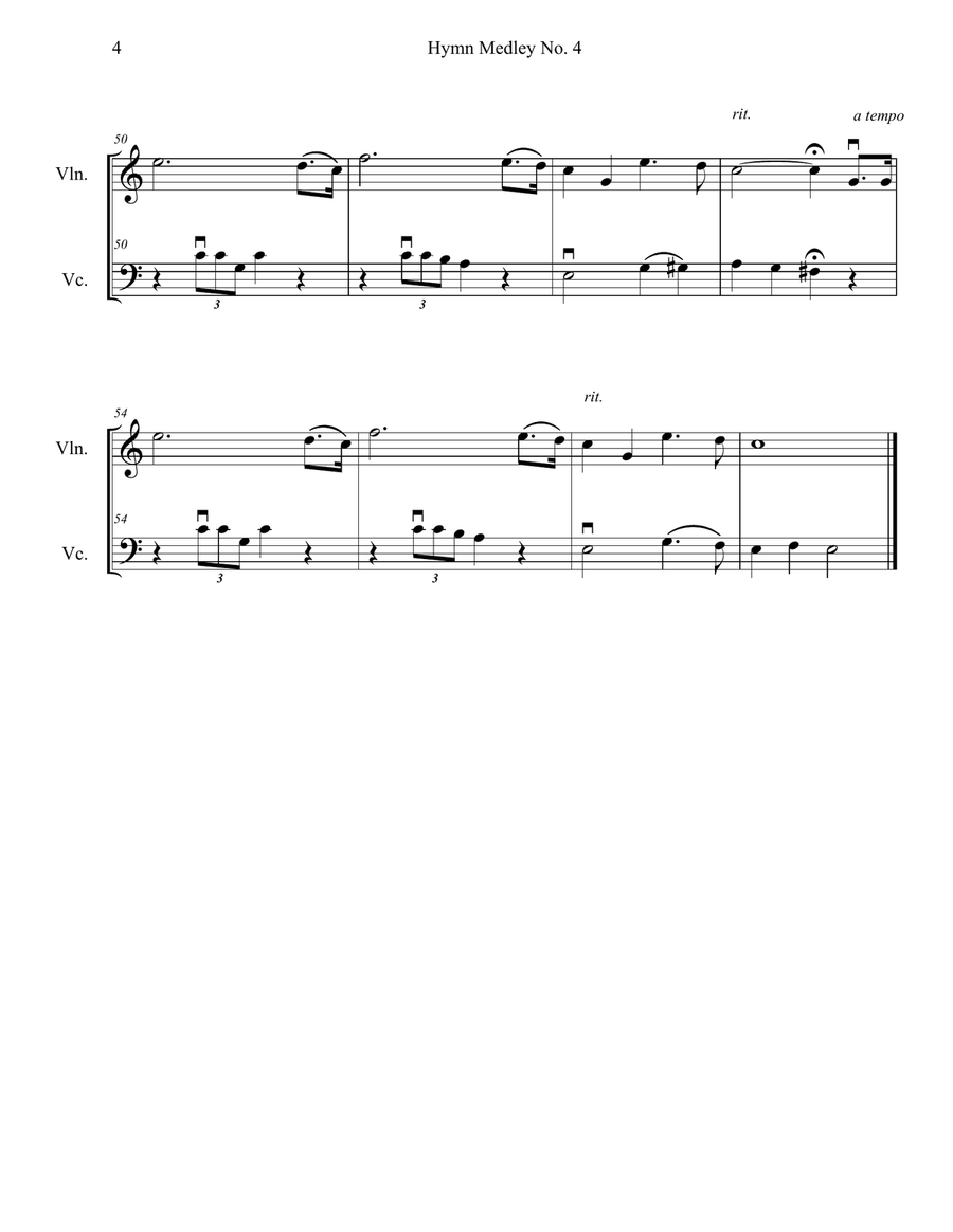 Hymn Medley No. 4 (Violin and Cello Duet) String Duet scores gallery preview page 4