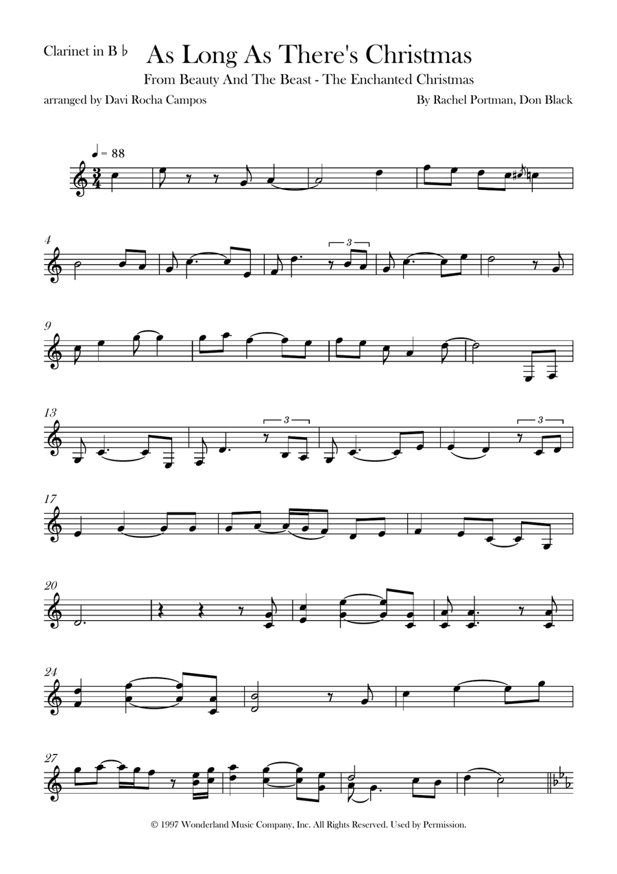 As Long As There's Christmas B-Flat Clarinet scores gallery preview page 1