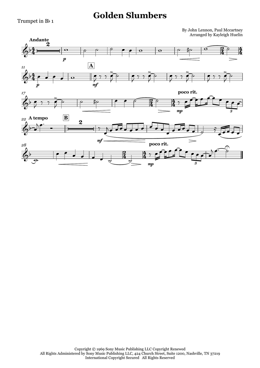 Golden Slumbers Golden Slumbers Brass Quartet scores gallery preview page 4