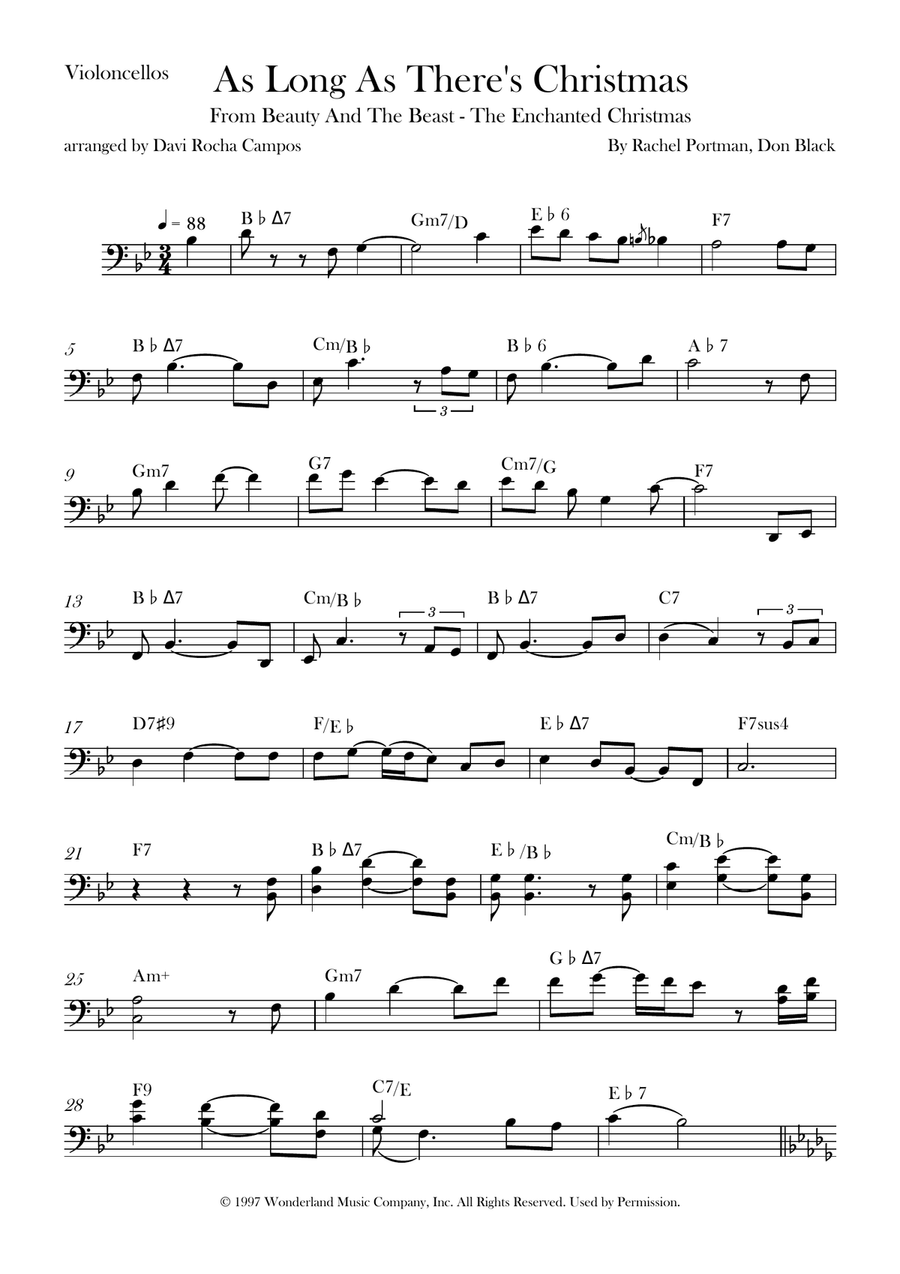 As Long As There's Christmas Cello Solo scores gallery preview page 1