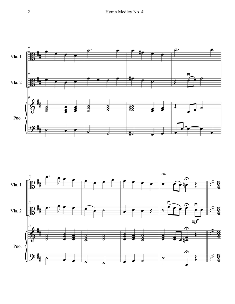 Hymn Medley No. 4 (Viola Duet with Piano Accompaniment) String Duet scores gallery preview page 2