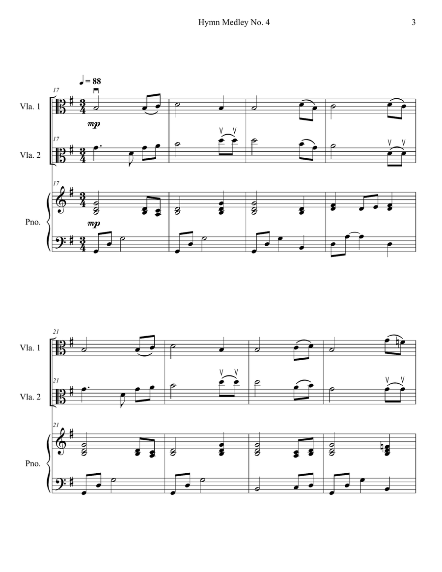 Hymn Medley No. 4 (Viola Duet with Piano Accompaniment) String Duet scores gallery preview page 3