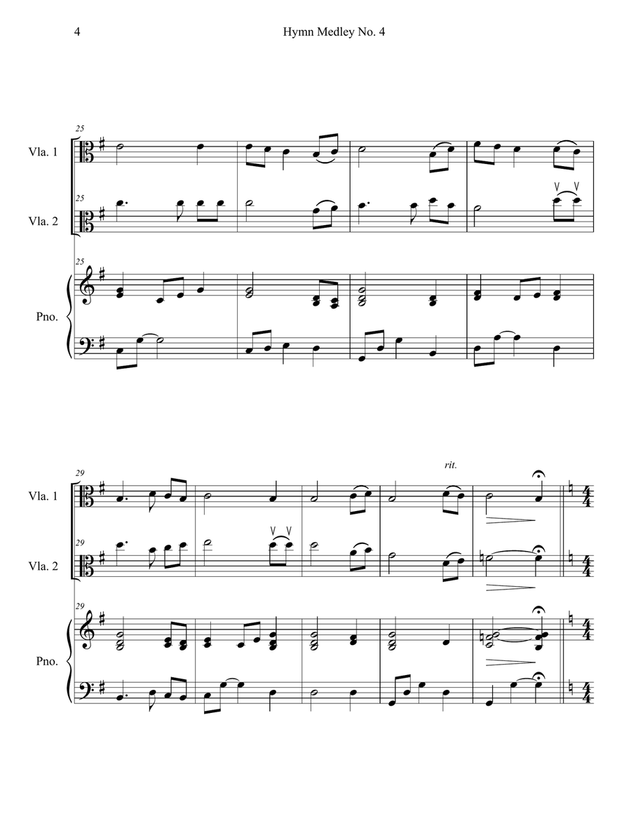 Hymn Medley No. 4 (Viola Duet with Piano Accompaniment) String Duet scores gallery preview page 4