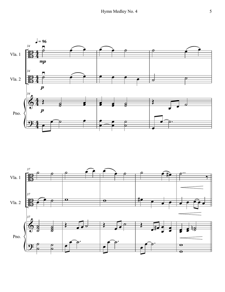Hymn Medley No. 4 (Viola Duet with Piano Accompaniment) String Duet scores gallery preview page 5
