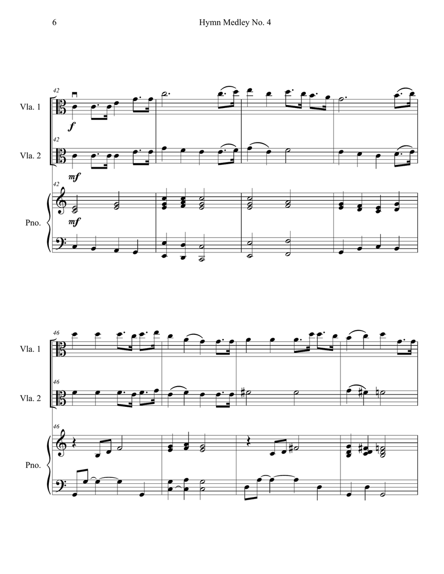 Hymn Medley No. 4 (Viola Duet with Piano Accompaniment) String Duet scores gallery preview page 6