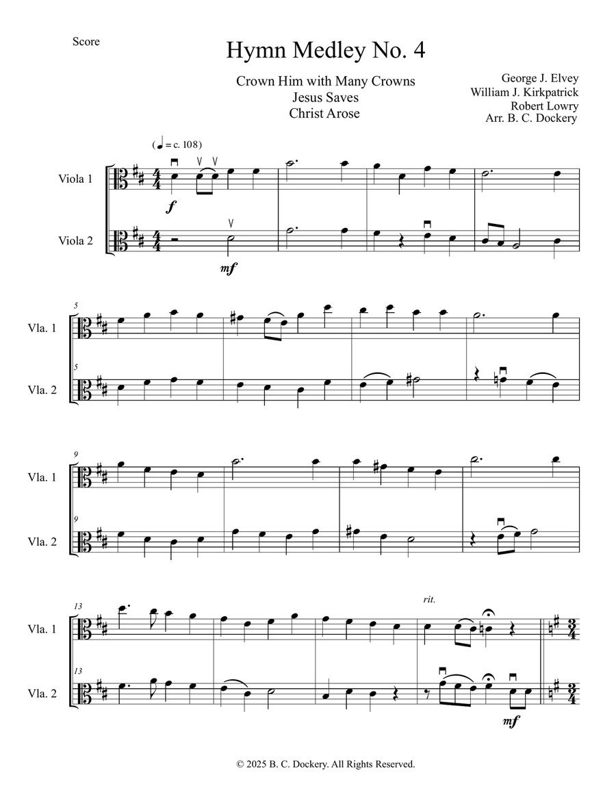 Hymn Medley No. 4 (Viola Duet) String Duet scores gallery preview page 1