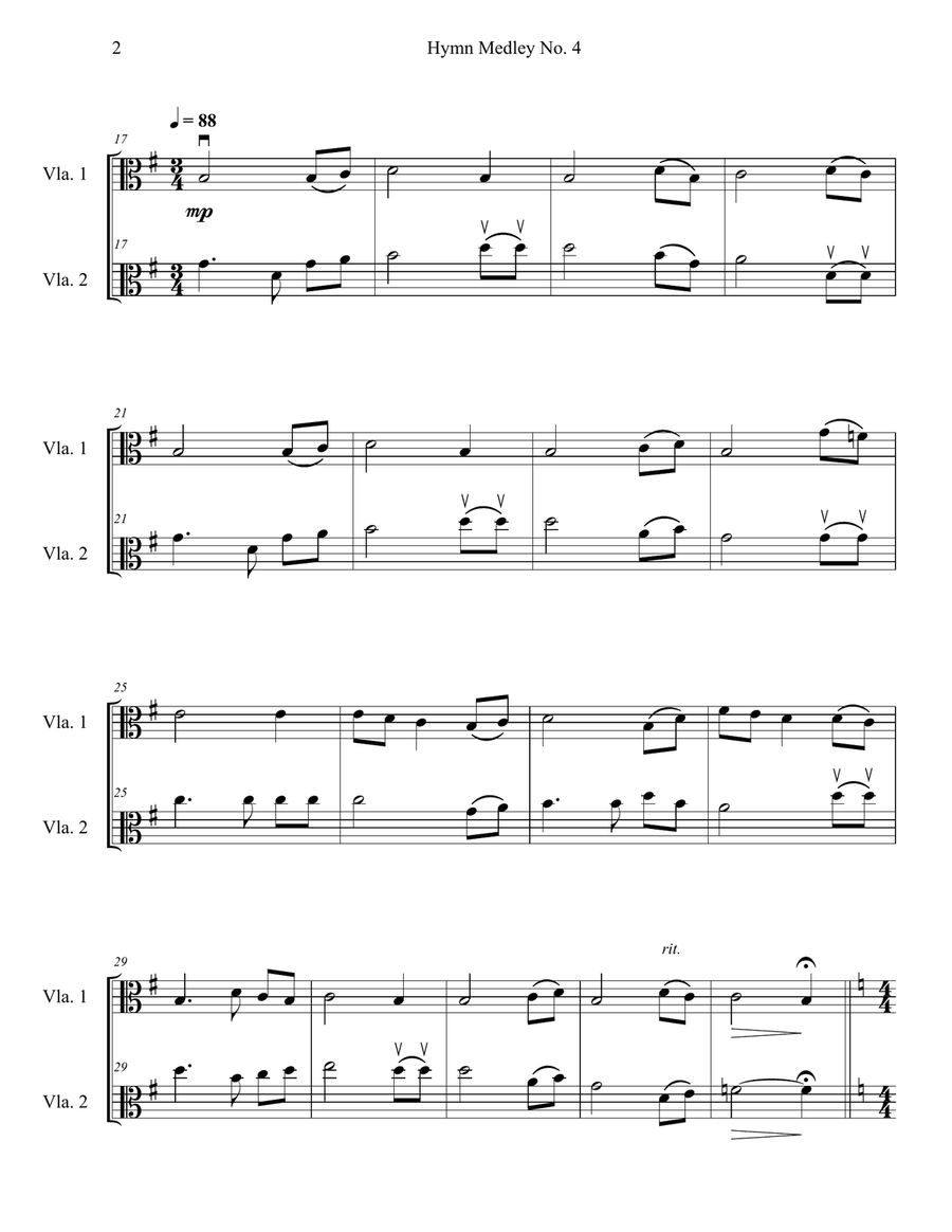 Hymn Medley No. 4 (Viola Duet) String Duet scores gallery preview page 2