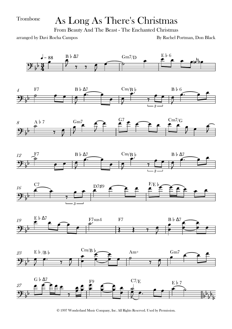 As Long As There's Christmas Trombone Solo scores gallery preview page 1