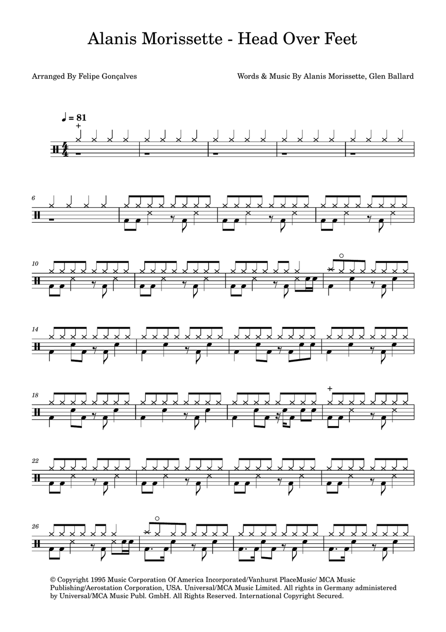 Head Over Feet Head Over Feet Drum Set scores gallery preview page 1