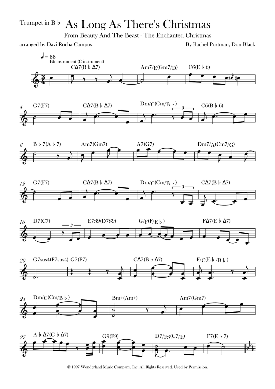 As Long As There's Christmas B-Flat Trumpet scores gallery preview page 1