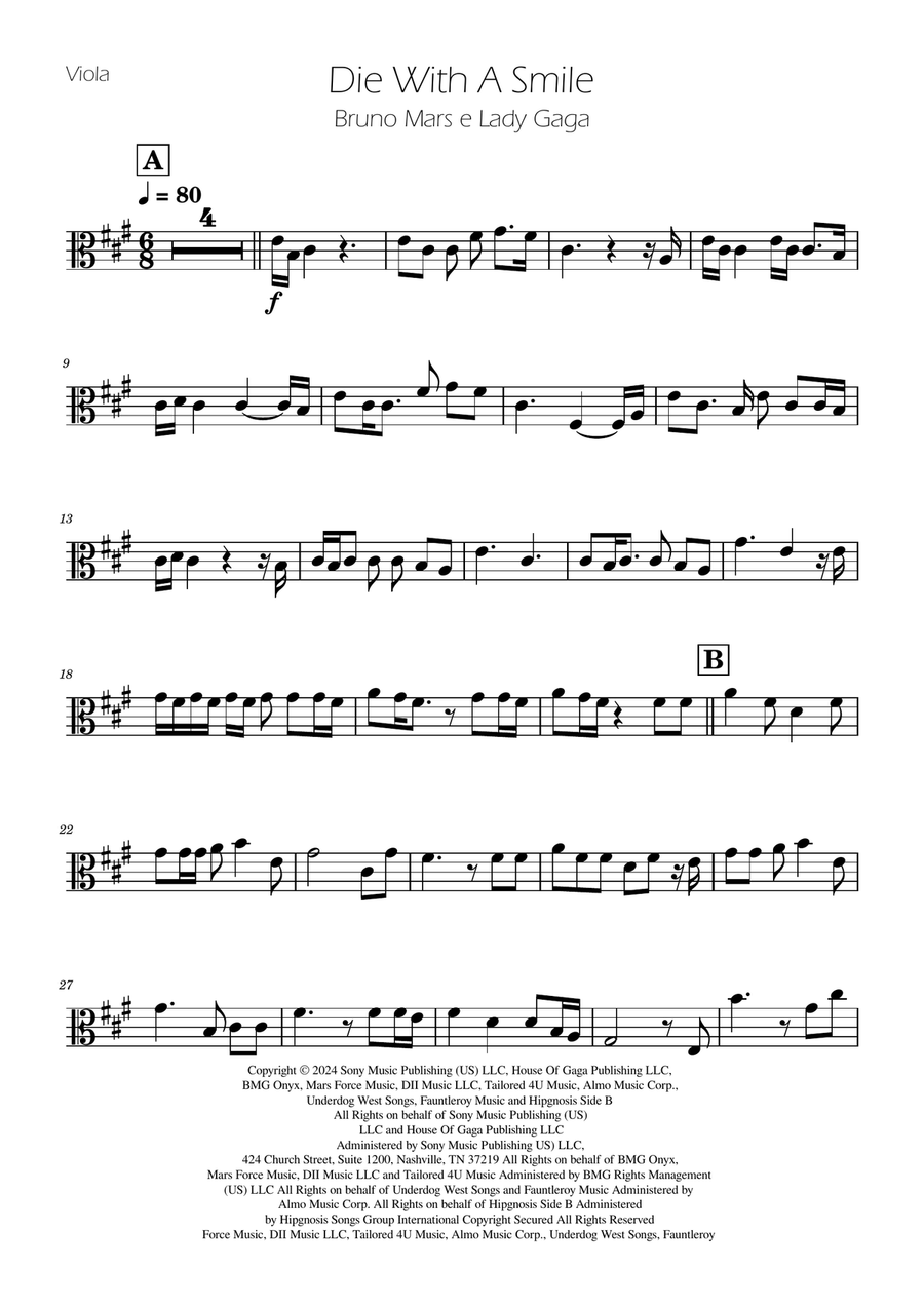 Die With A Smile String Duet scores gallery preview page 5