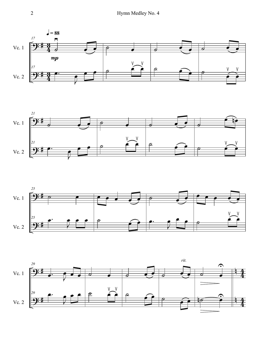 Hymn Medley No. 4 (Cello Duet) String Duet scores gallery preview page 2