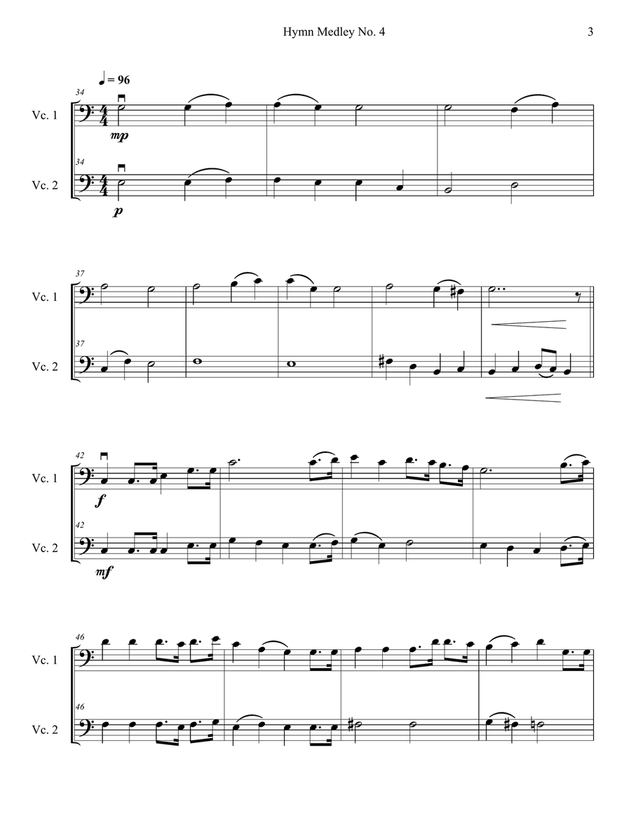 Hymn Medley No. 4 (Cello Duet) String Duet scores gallery preview page 3