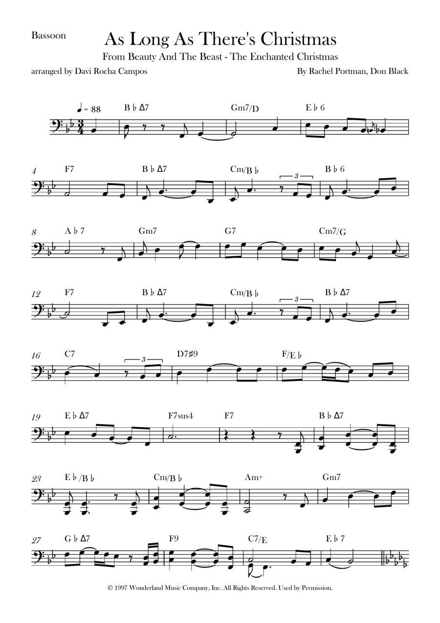 As Long As There's Christmas Bassoon Solo scores gallery preview page 1