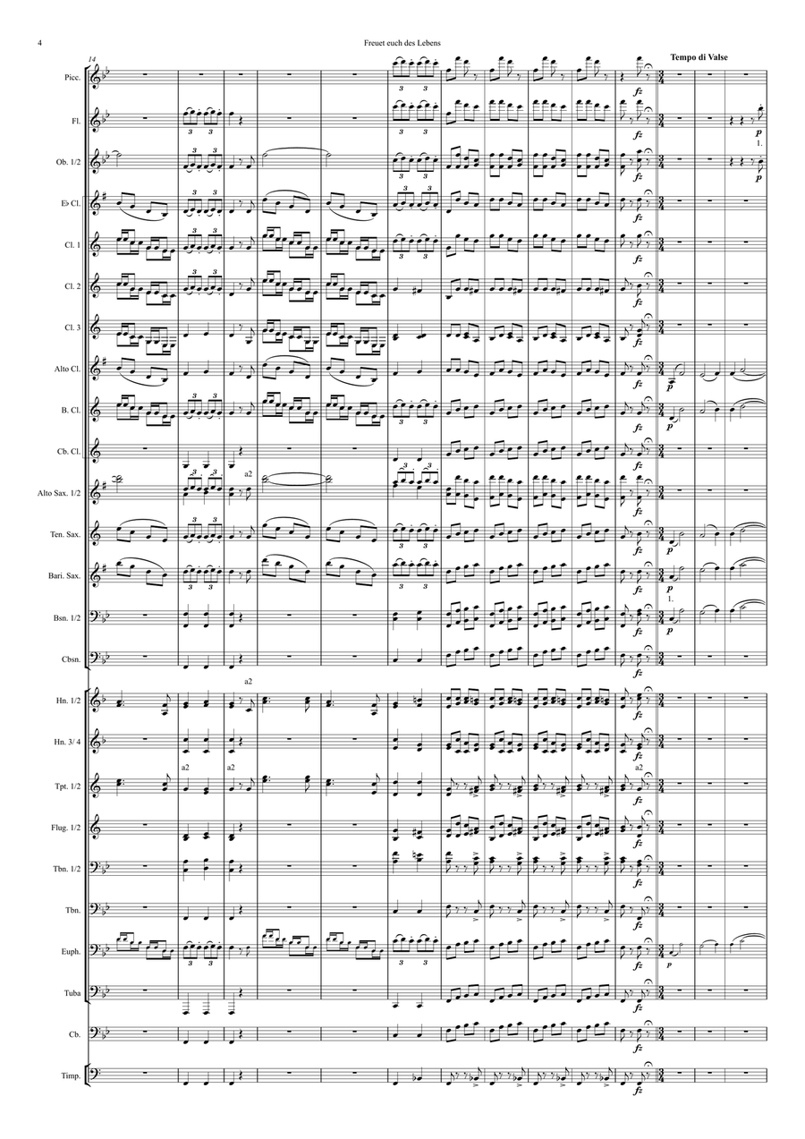 Freuet euch des Lebens (Enjoy Life), Walzer (Waltz) op. 340 Concert Band scores gallery preview page 4