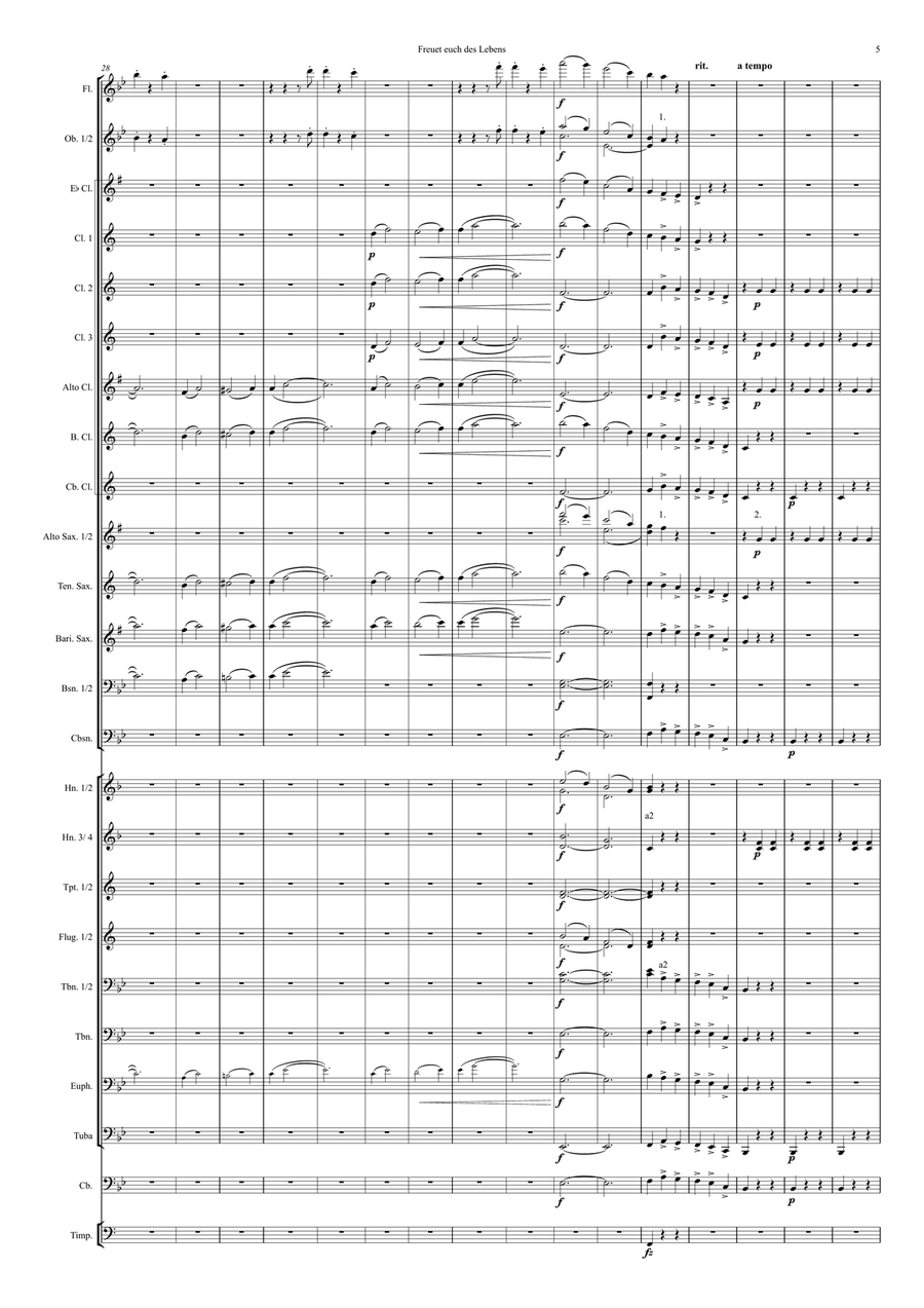 Freuet euch des Lebens (Enjoy Life), Walzer (Waltz) op. 340 Concert Band scores gallery preview page 5