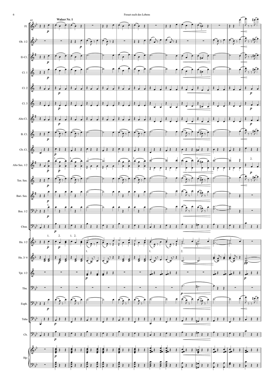 Freuet euch des Lebens (Enjoy Life), Walzer (Waltz) op. 340 Concert Band scores gallery preview page 6