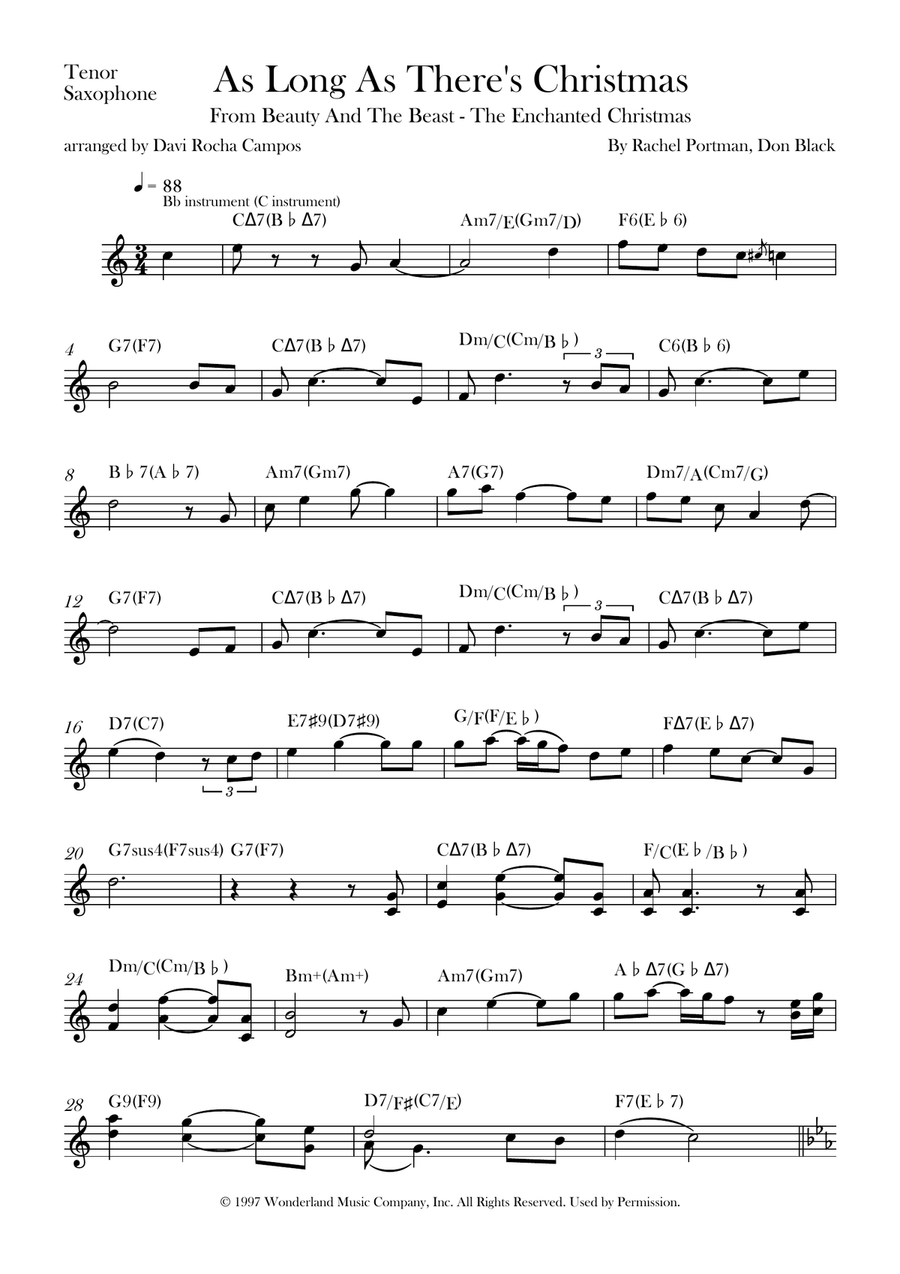 As Long As There's Christmas Tenor Saxophone scores gallery preview page 1