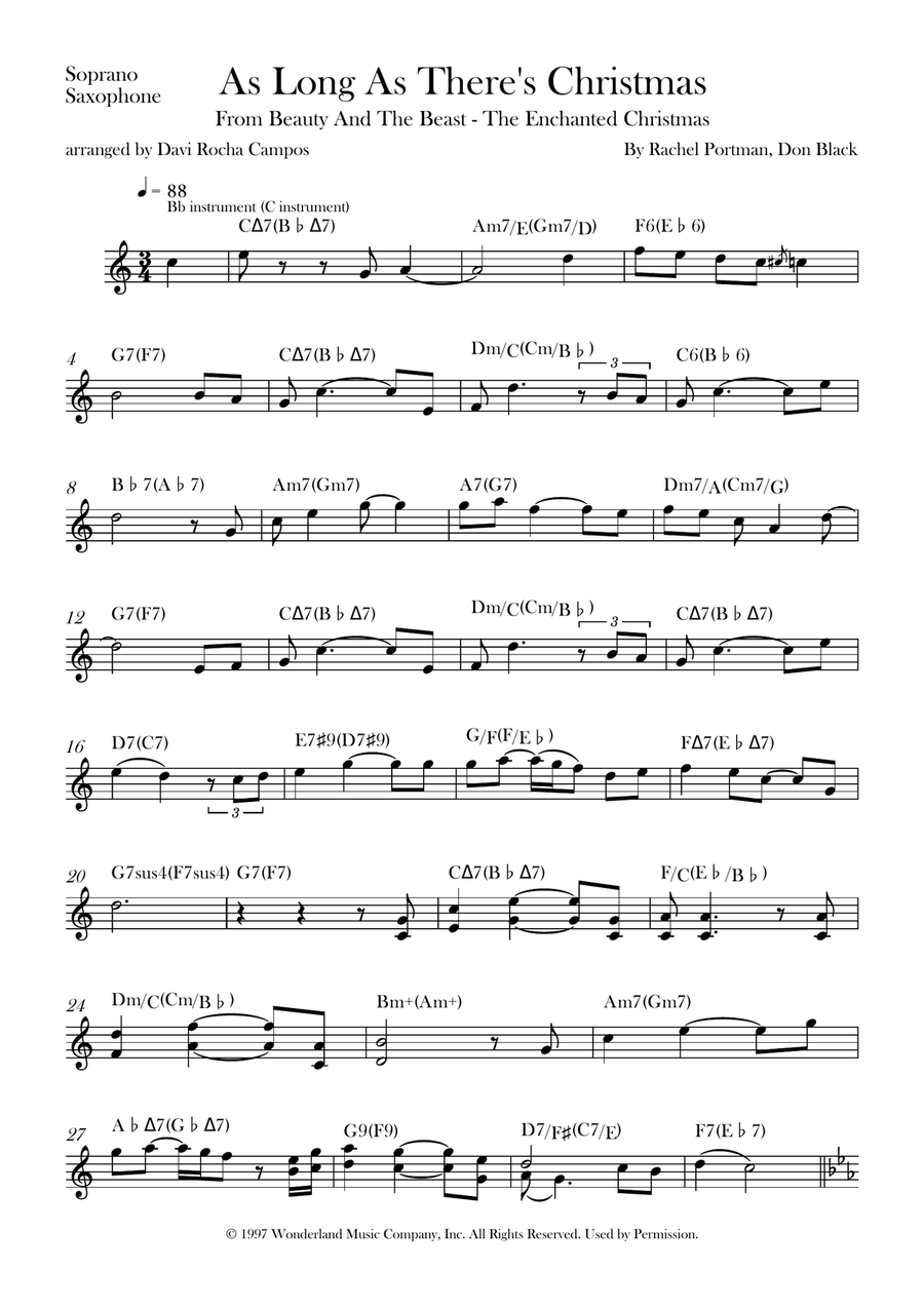 As Long As There's Christmas Soprano Saxophone scores gallery preview page 1