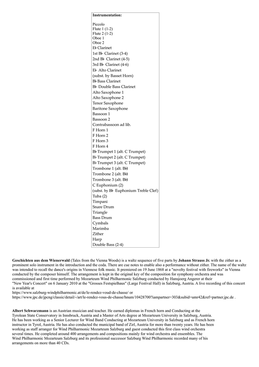 Geschichten aus dem Wienerwald (Tales from the Vienna Woods), Walzer (Waltz) op. 325 Concert Band scores gallery preview page 2