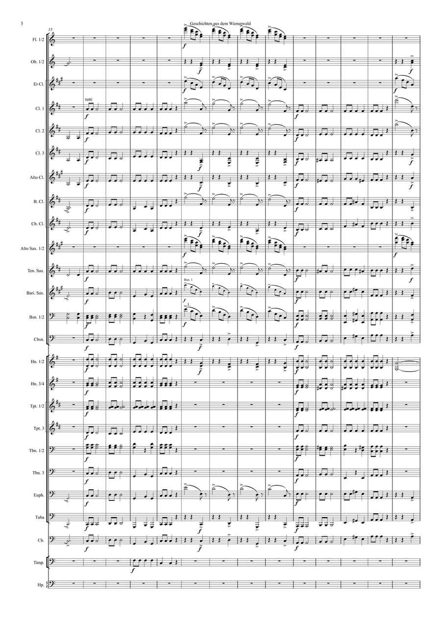 Geschichten aus dem Wienerwald (Tales from the Vienna Woods), Walzer (Waltz) op. 325 Concert Band scores gallery preview page 4