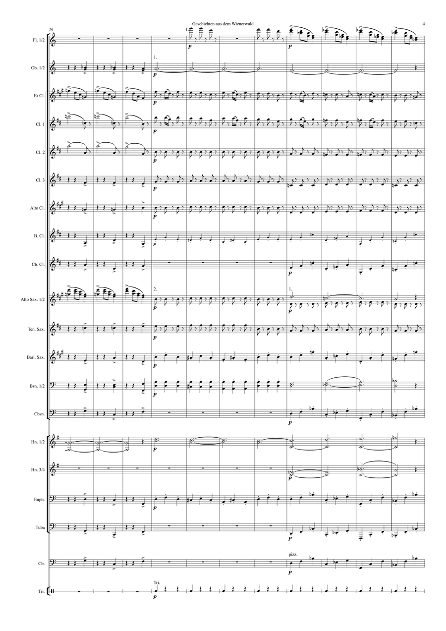 Geschichten aus dem Wienerwald (Tales from the Vienna Woods), Walzer (Waltz) op. 325 Concert Band scores gallery preview page 5