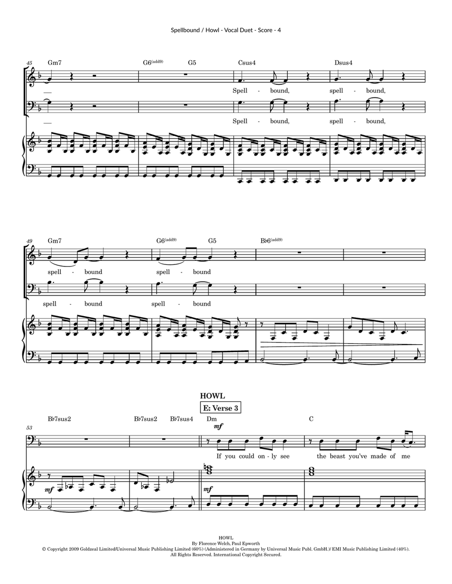 Medley: Spellbound with Howl Baritone Horn TC scores gallery preview page 4