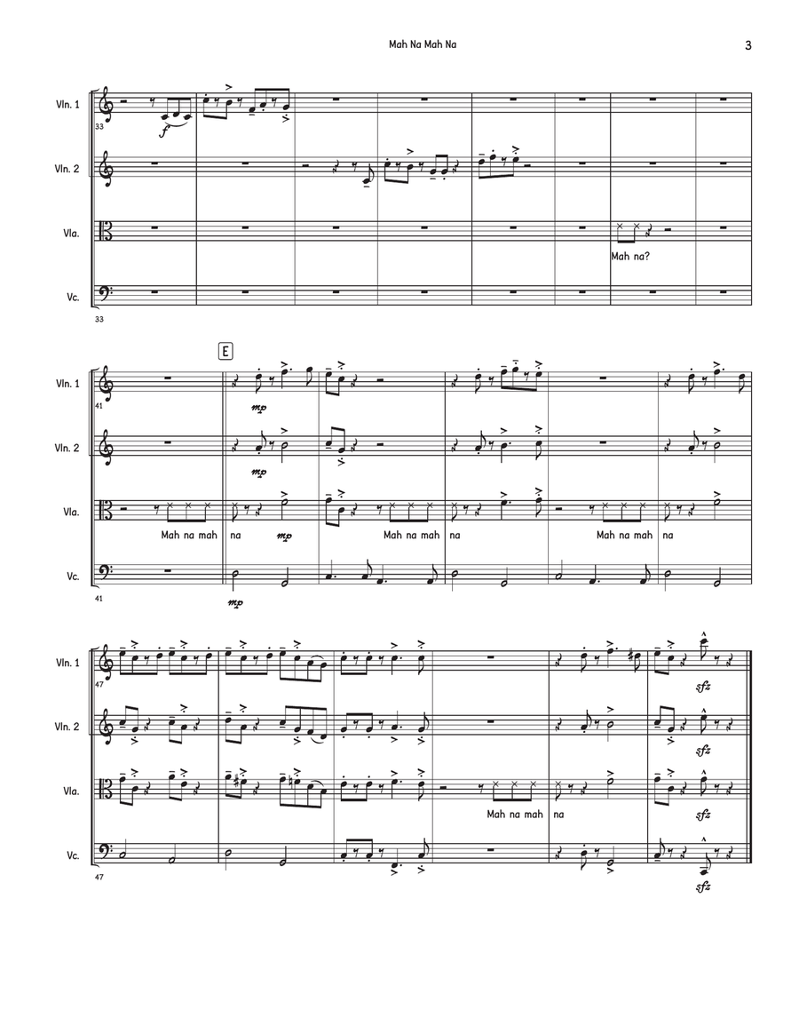 Mah-Na Mah-Na Mah-Na Mah-Na String Quartet scores gallery preview page 3
