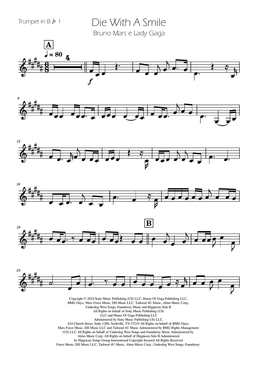 Die With A Smile Brass Duet scores gallery preview page 5