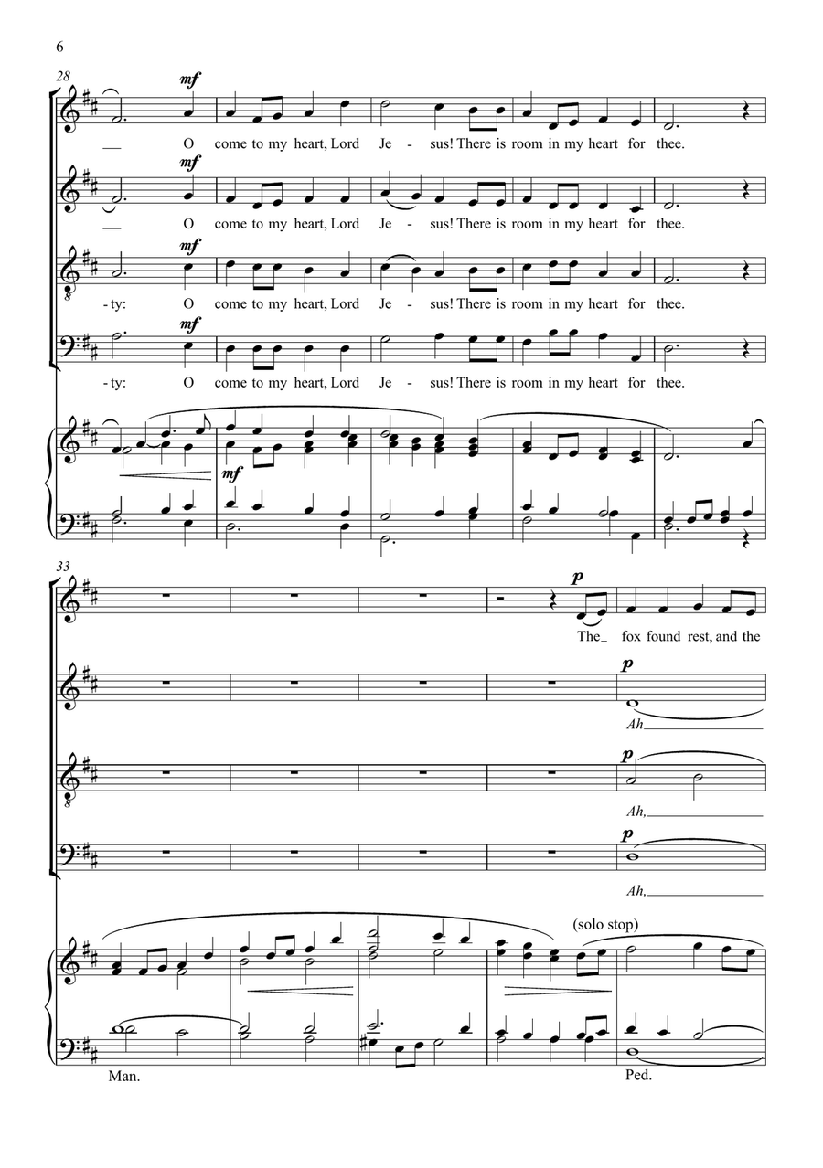 O come to my heart, Lord Jesus! (Thou did leave thy throne) arranged for SATB and keyboard 4-Part scores gallery preview page 6