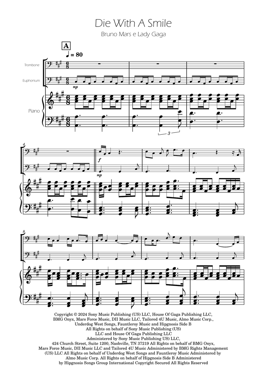 Die With A Smile Brass Duet scores gallery preview page 1