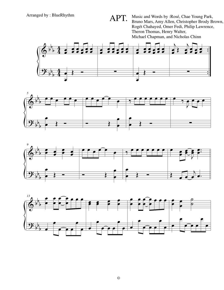 Apt. Apt. Easy Piano scores gallery preview page 1