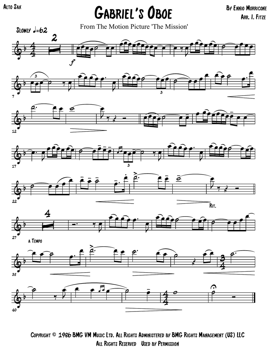 Gabriel's Oboe Gabriel's Oboe Alto Saxophone scores gallery preview page 2