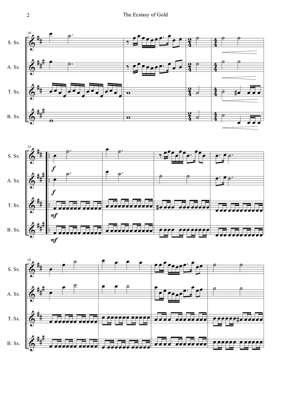 The Ecstasy Of Gold The Ecstasy Of Gold Saxophone Quartet scores gallery preview page 2