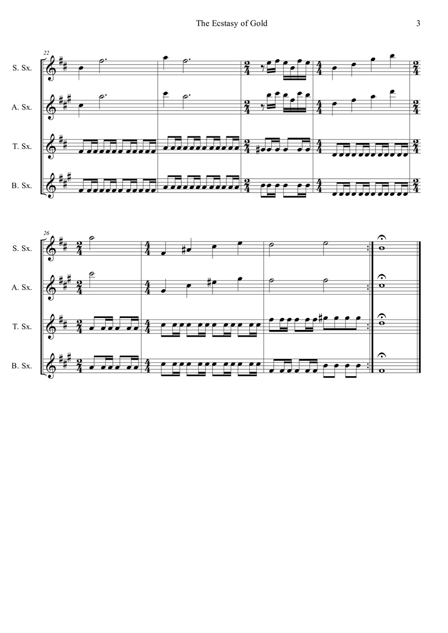The Ecstasy Of Gold The Ecstasy Of Gold Saxophone Quartet scores gallery preview page 3