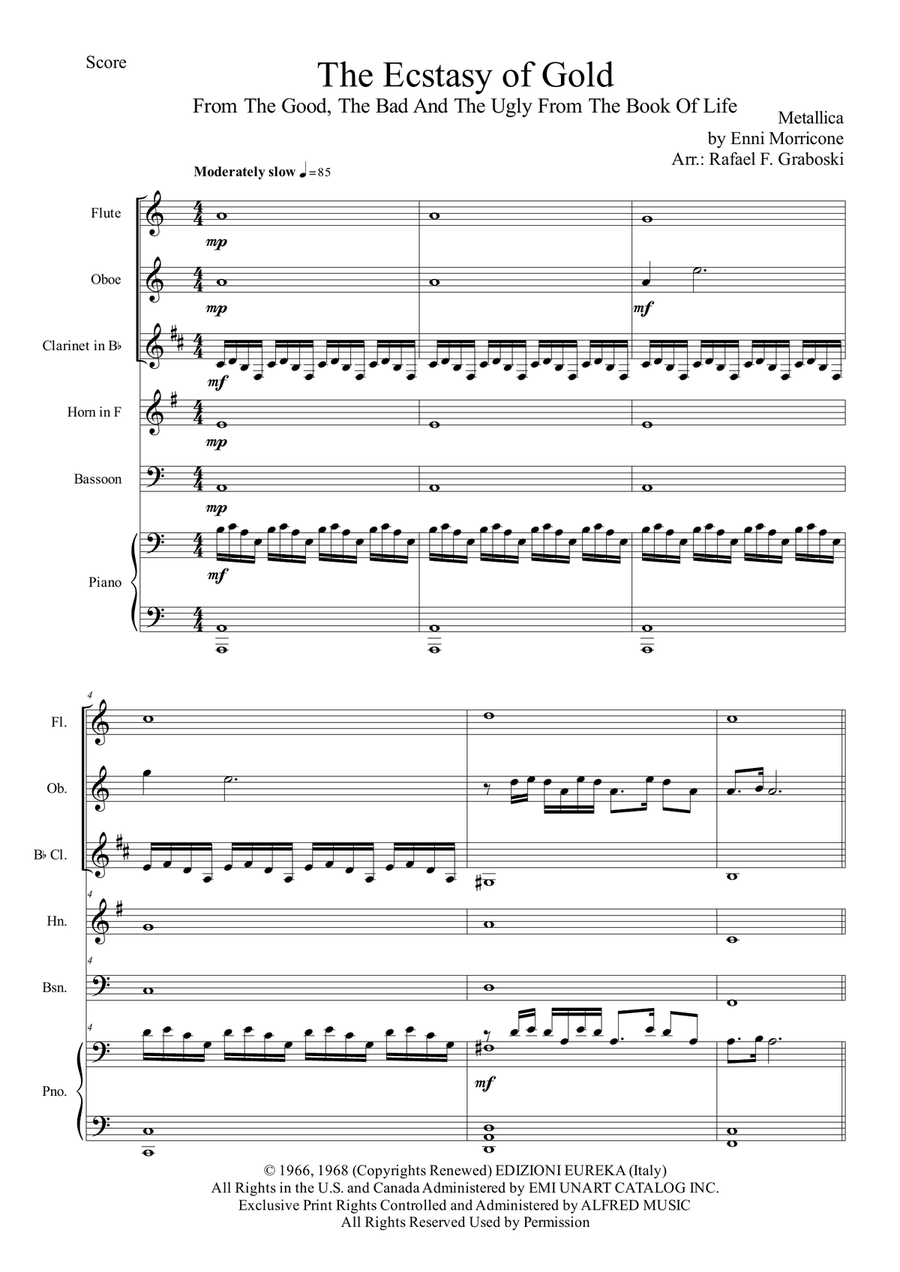 The Ecstasy Of Gold The Ecstasy Of Gold Woodwind Quintet scores gallery preview page 1