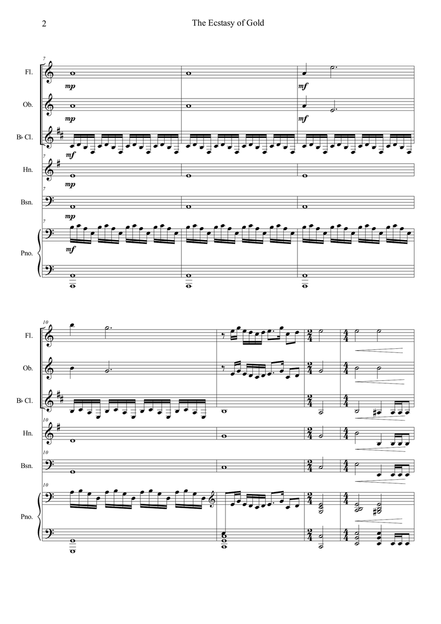 The Ecstasy Of Gold The Ecstasy Of Gold Woodwind Quintet scores gallery preview page 2