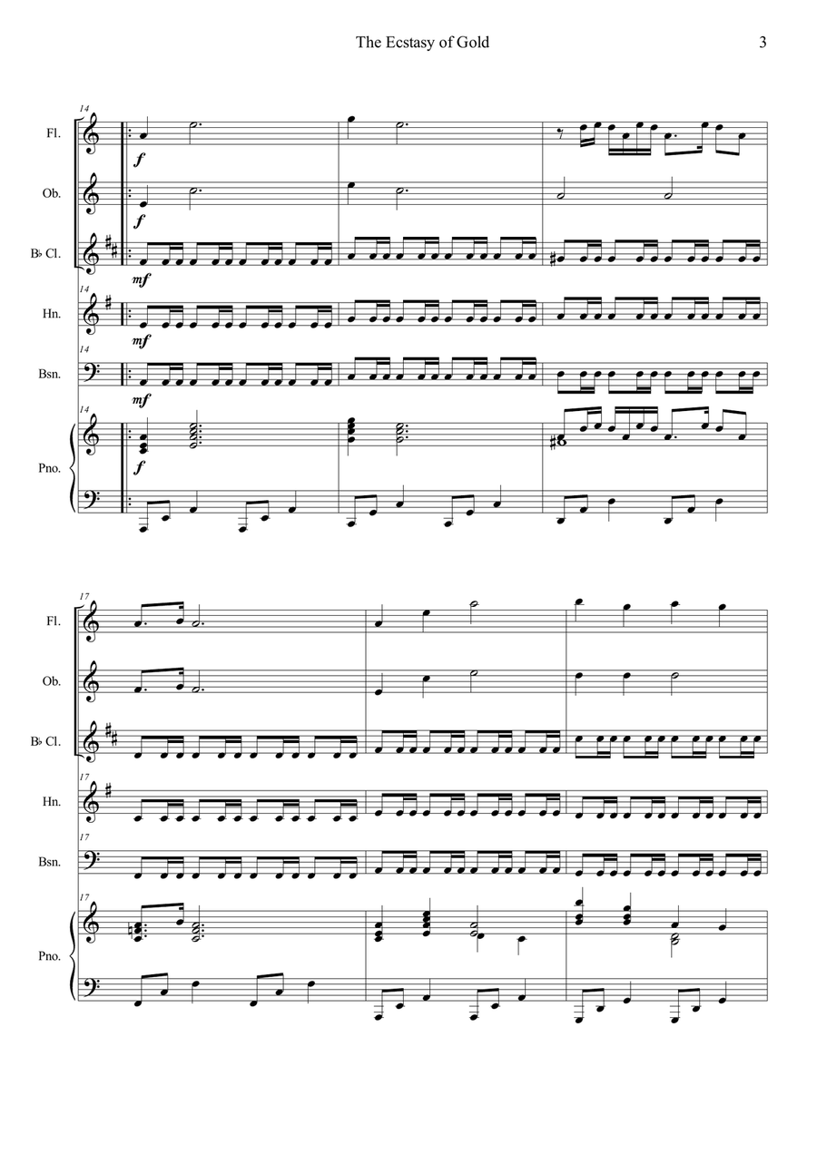 The Ecstasy Of Gold The Ecstasy Of Gold Woodwind Quintet scores gallery preview page 3