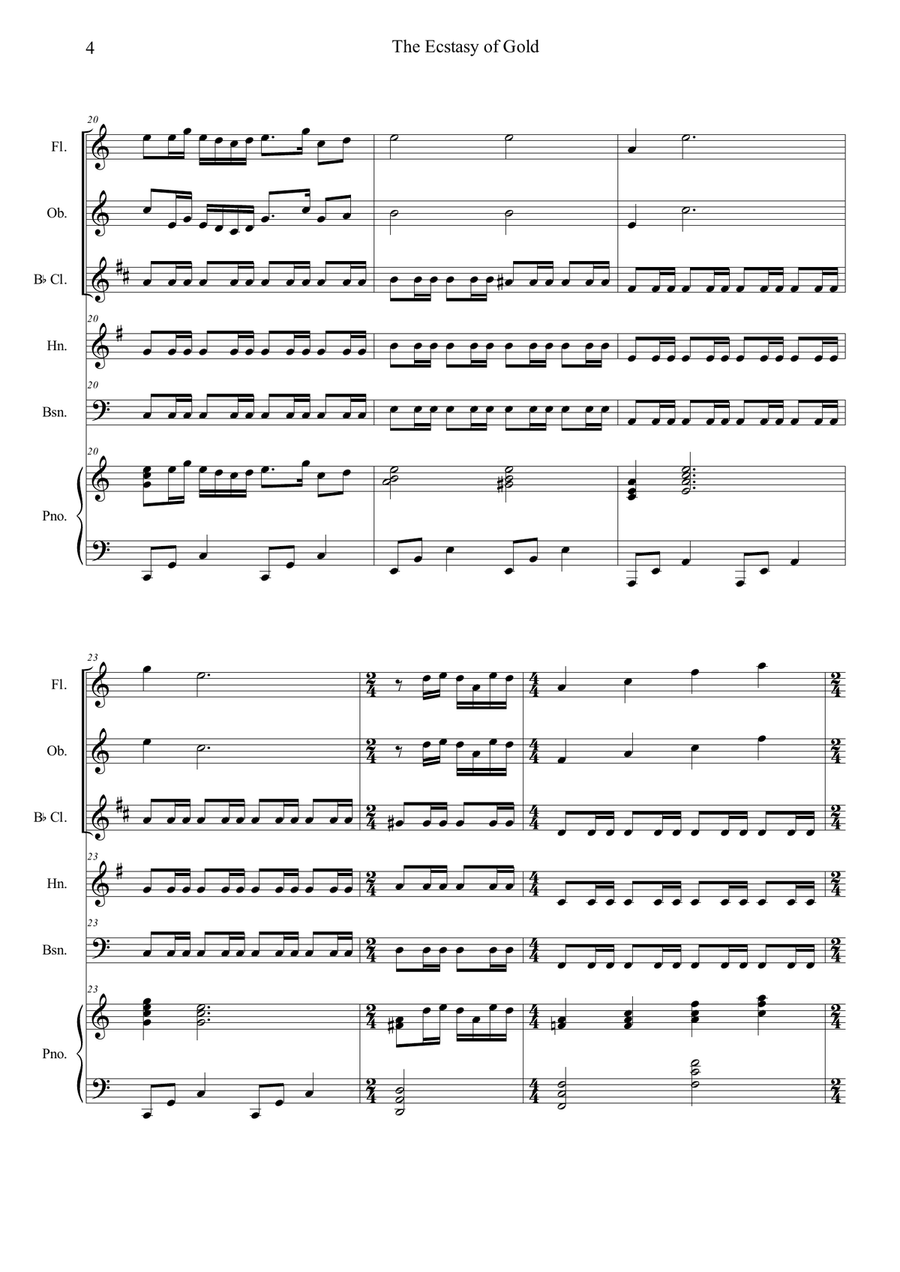 The Ecstasy Of Gold The Ecstasy Of Gold Woodwind Quintet scores gallery preview page 4