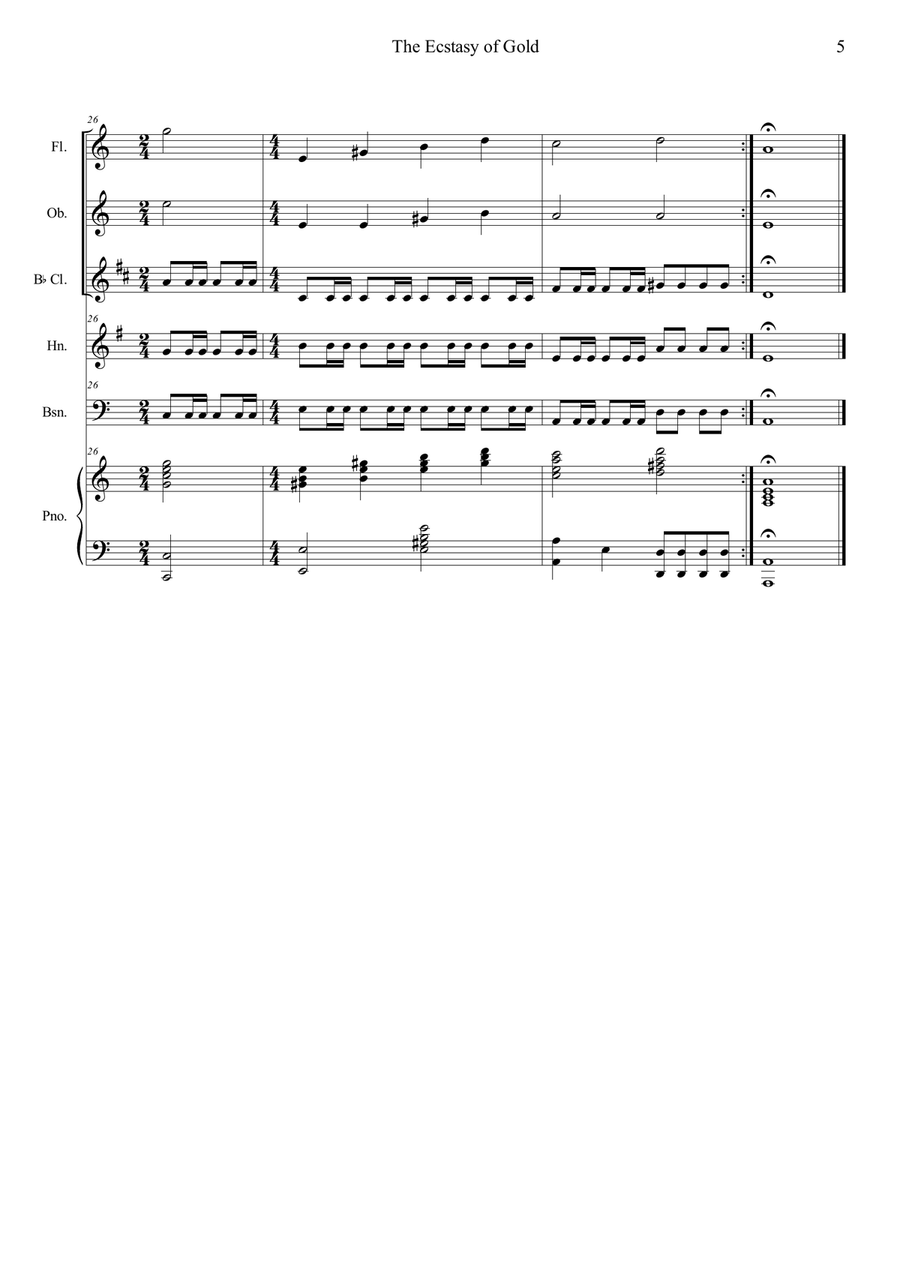 The Ecstasy Of Gold The Ecstasy Of Gold Woodwind Quintet scores gallery preview page 5