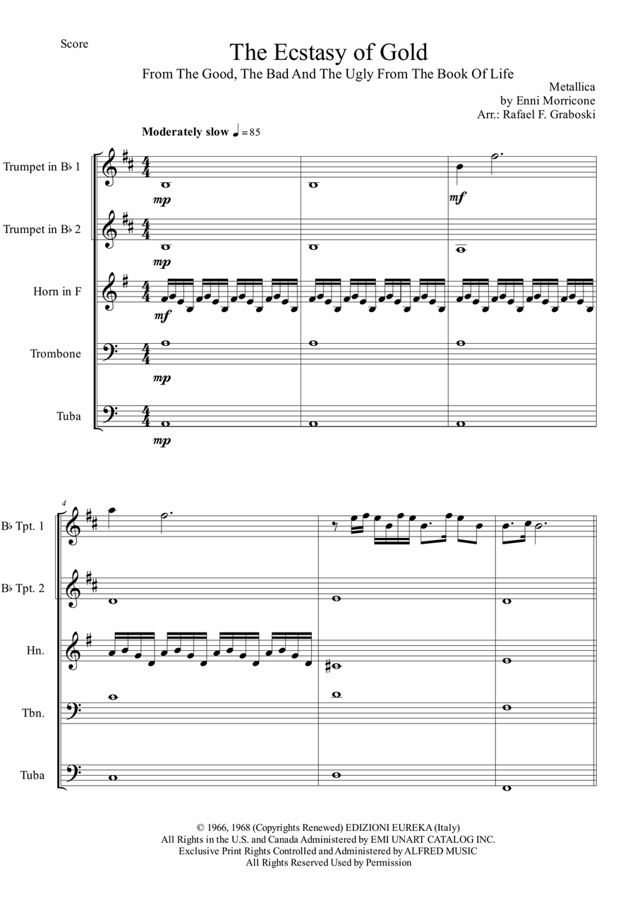 The Ecstasy Of Gold The Ecstasy Of Gold Brass Quintet scores gallery preview page 1