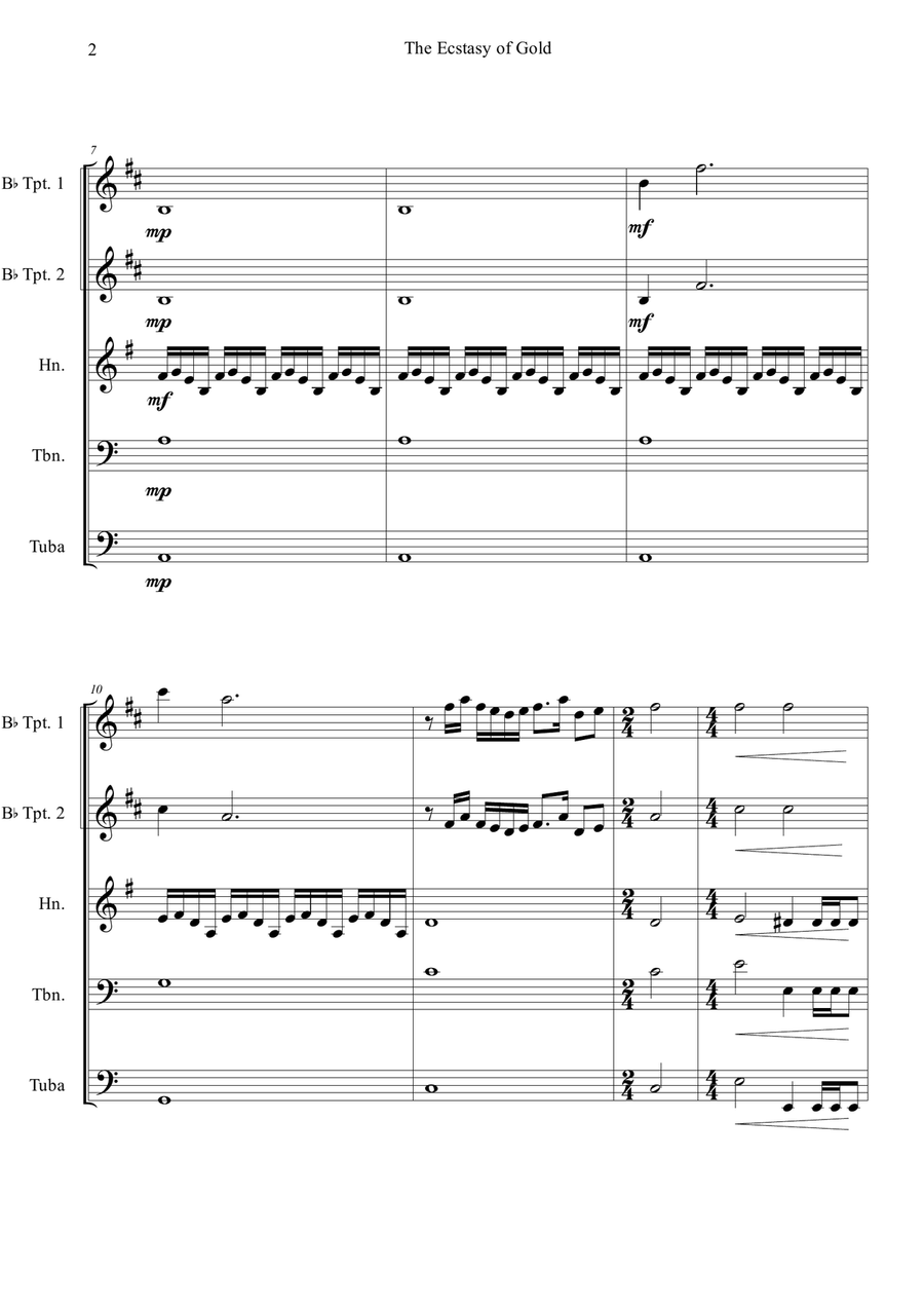 The Ecstasy Of Gold The Ecstasy Of Gold Brass Quintet scores gallery preview page 2